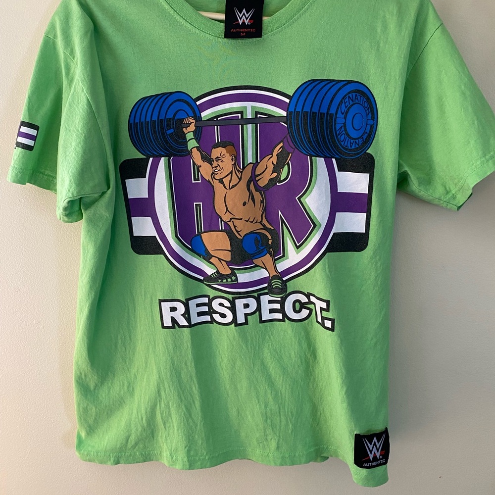 WWE John Cena Green and Blue Short Sleeve Tee with Graphic Design